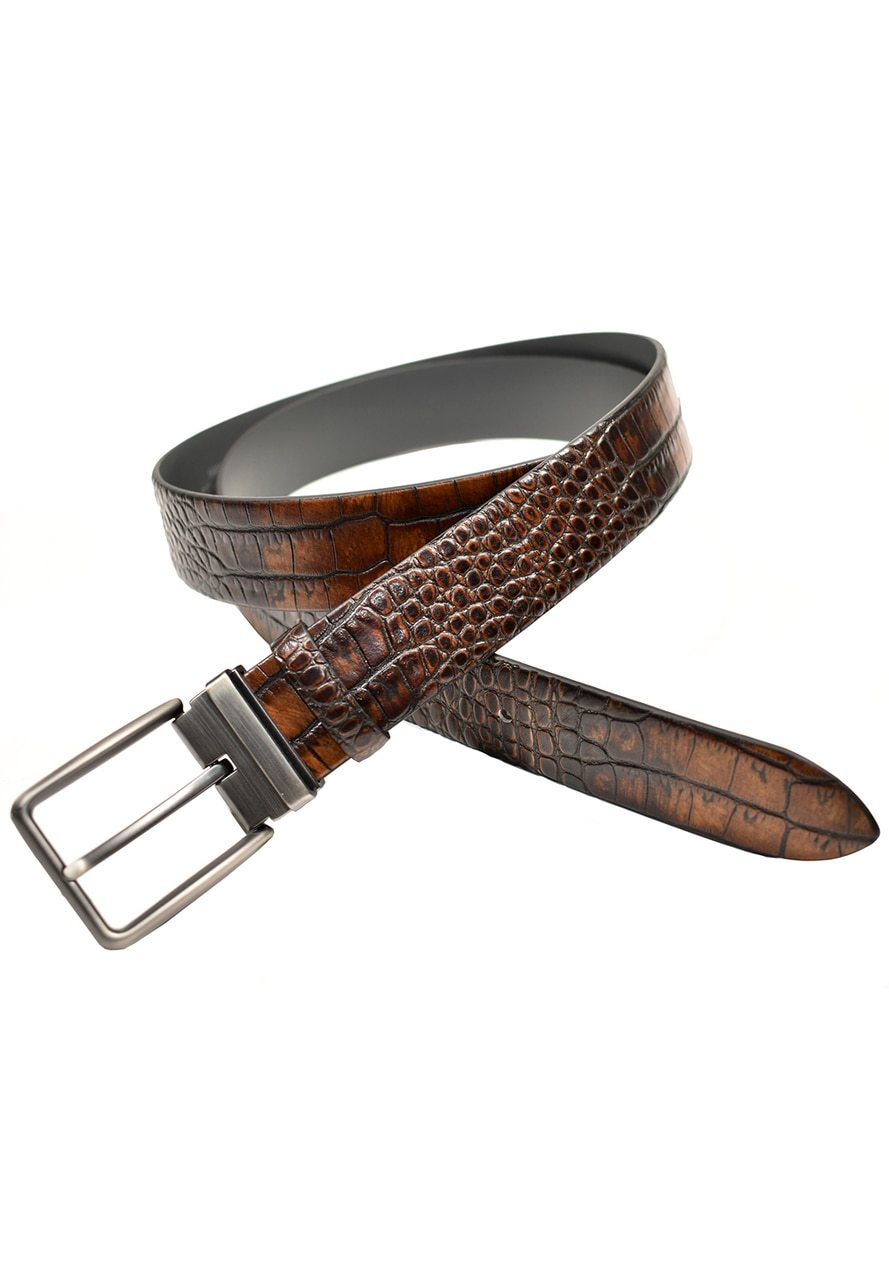 Marcello Fashion Embossed Crocodile Belt Men s Leather Belt Marcello Sport