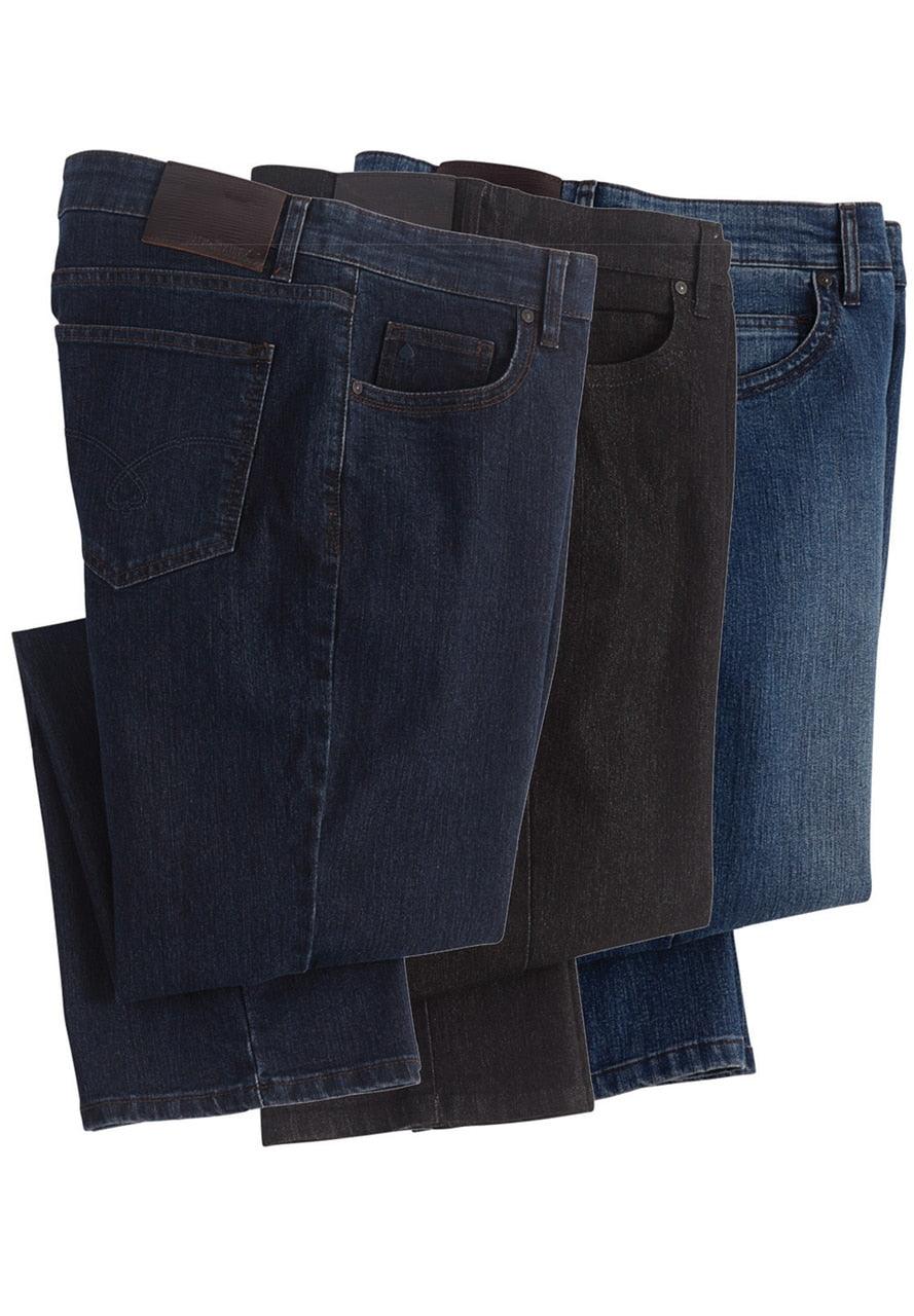 You rarely see luxurious denim jeans this comfortable and good looking. Relaxed gentleman’s fit with stretch. Straight leg. 78% cotton, 20% polyester, 2% elastane.  Medium weight soft comfort 78% cotton, 20% polyester, 2% elastane Gentlemen's cut, slimmer through the seat and leg Imported